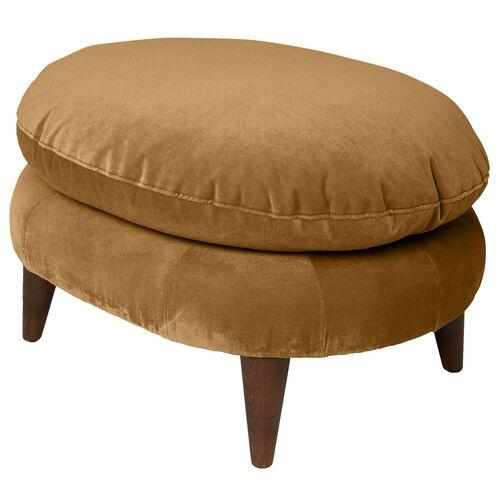 Kim Salmela - Lowell Velvet Footstool - Brown