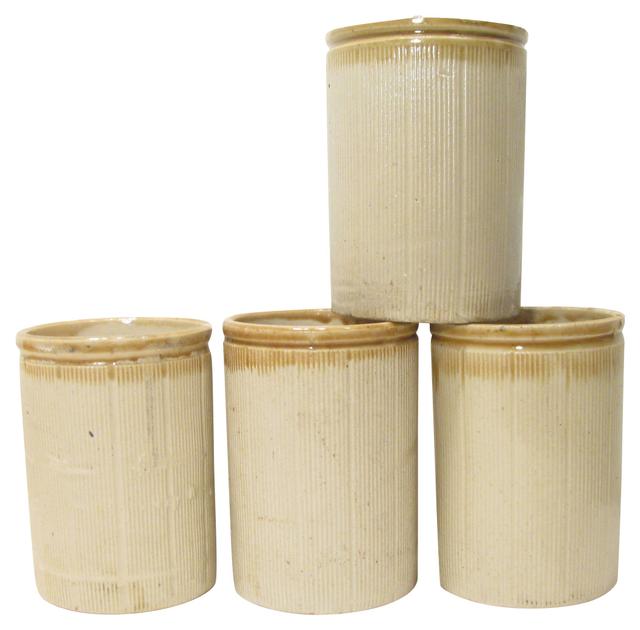 C.1880 English Ironstone Pots - Set of 4 - Chez Vous - Beige