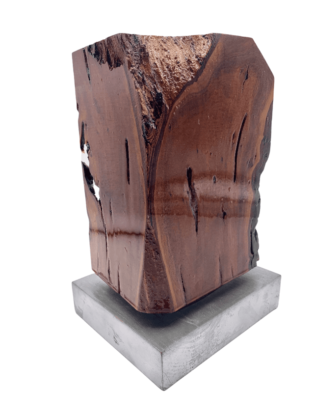 High-Gloss Knotted Wood Sculpture - Pilar Collection - Brown