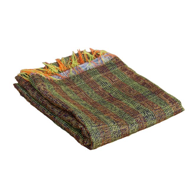 Neon Stitching Silk Kantha Throw - de-cor - Green