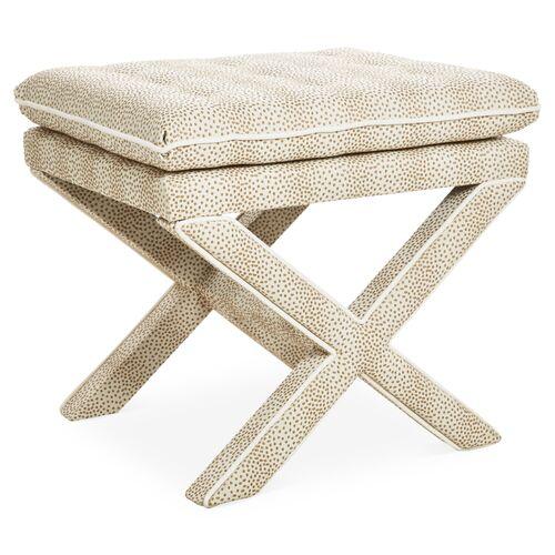 Dalton Pillow-Top Ottoman - Beige Dots | Cushion, Bolster | Footstool, Footrest, Low Seat - Ideal Storage, Decor, Furniture