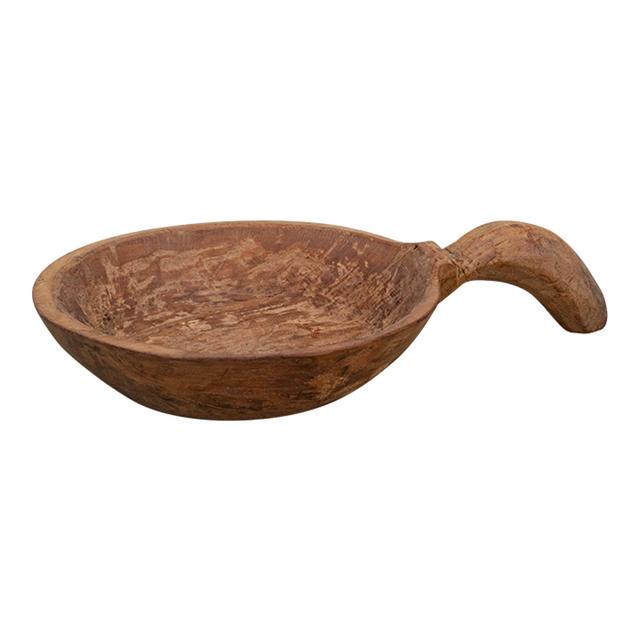 Natural Hand-carved Grain Scoop Bowl - de-cor - Brown