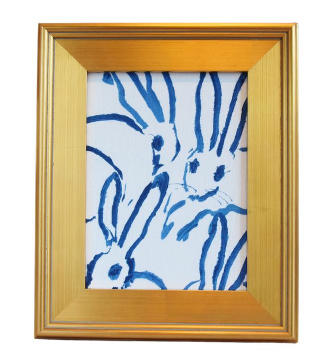 Framed Hunt Slonem's Bunny Hutch Fabric - Blue