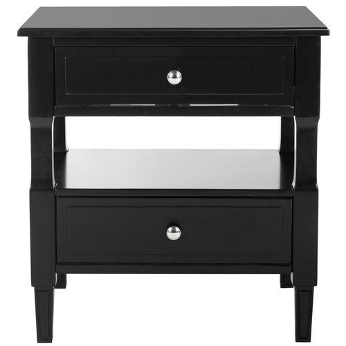 Lovisa Nightstand | Night Table, Bedside Shelf - Black, Offers Convenience, Storage, Organization