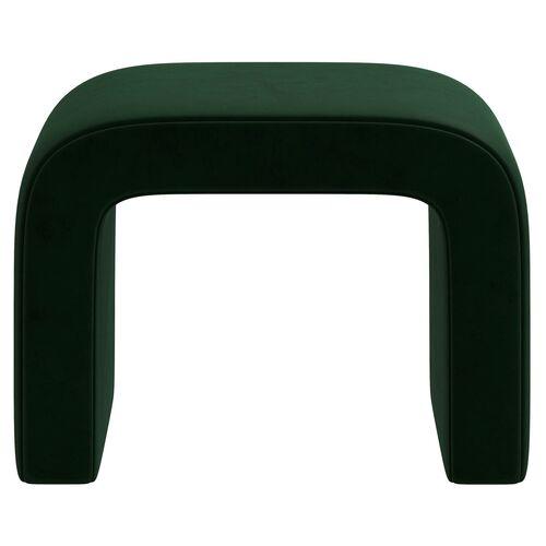 Celia Waterfall Velvet Ottoman - Green | Footstool, Footrest, Low Seat - Ideal Storage, Decor, Furniture