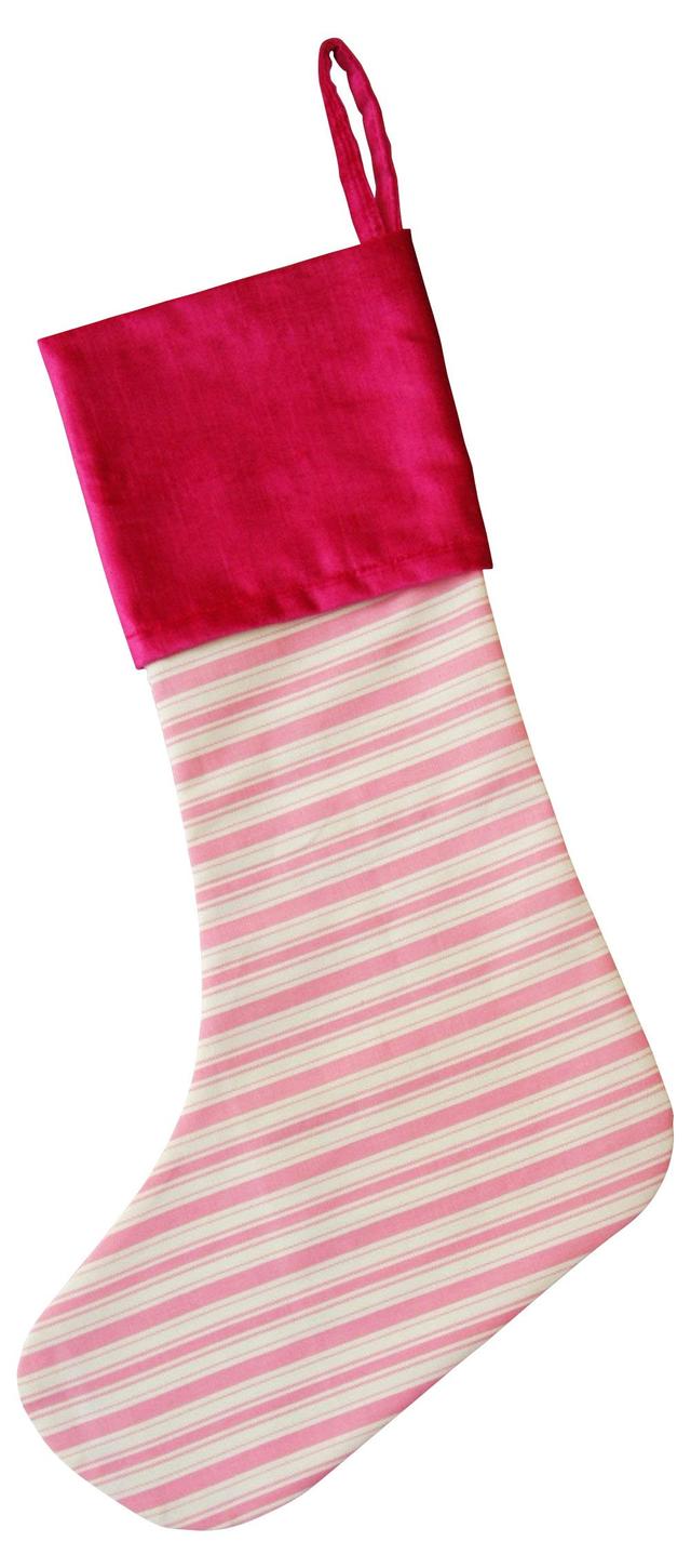 Pink Ticking Stripe Christmas Stocking