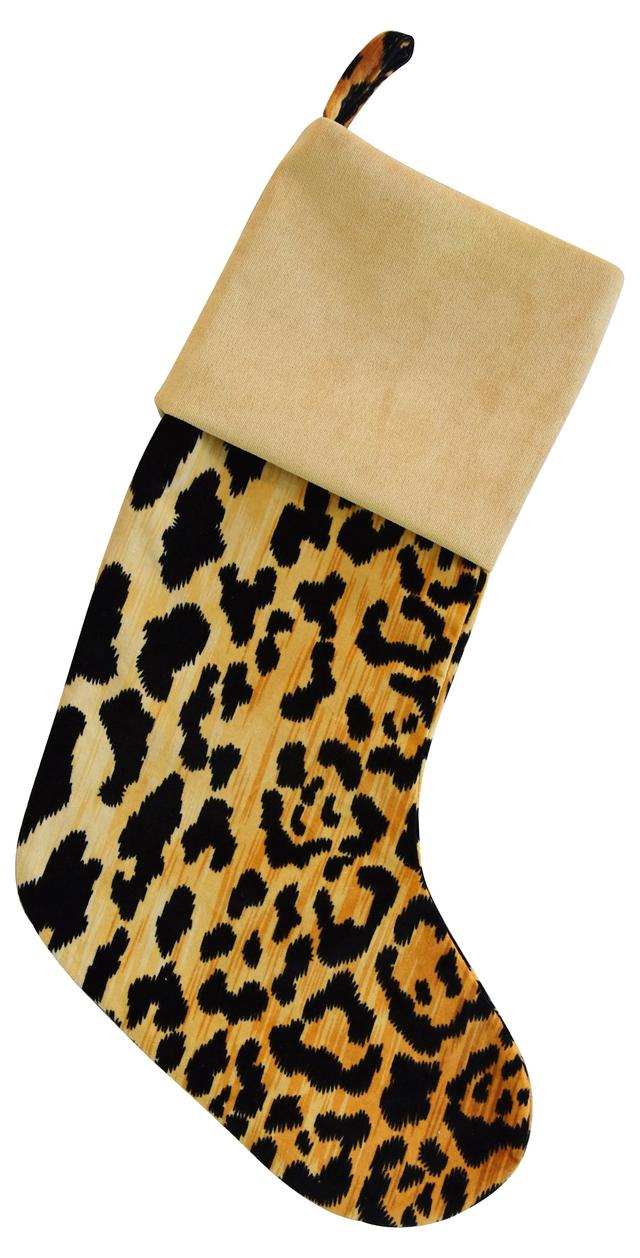 Leopard Spot Velvet Christmas Stocking - Orange