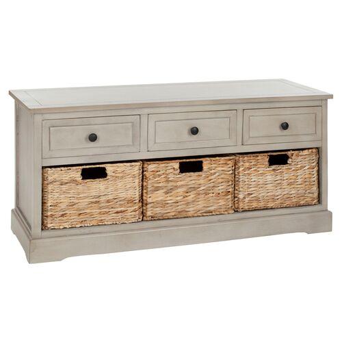 Arlington 3-Drawer Storage Bench - Gray | Couch, Sofa, Settee, Storage Space