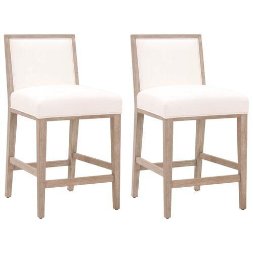 Set of 2 Performance Armel Counter Stools - Pearl | Bar Stool, Kitchen Stool - Ivory