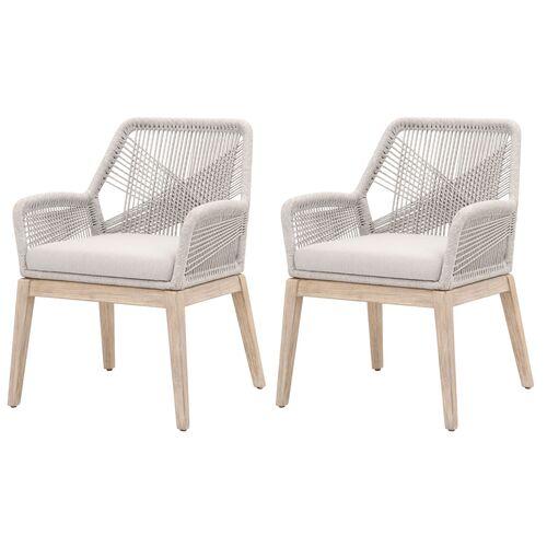 Set of 2 Easton Rope Armchairs - Taupe/Pumice - Gray | Lounge Chair, Easy Chair - Comfortable, Sturdy, Durable