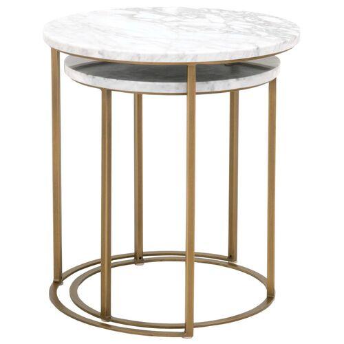 Asst. of 2 Burse Nesting Tables - White/Gold