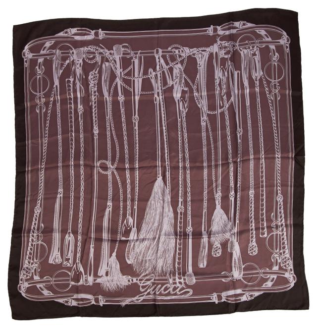 Gucci Black & Burgundy Silk Scarf - Vintage Lux - Red