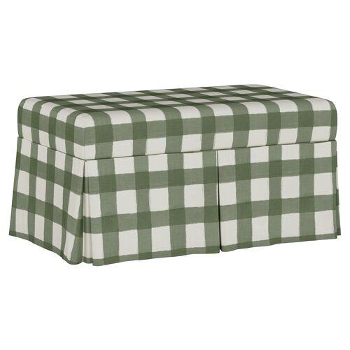 Hayworth Storage Bench - Gingham - Handcrafted in the USA - Green | Couch, Sofa, Settee, Storage Space