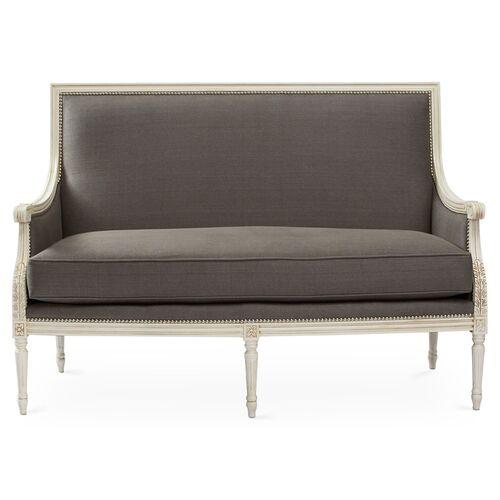 James Settee - Graphite Linen - Handcrafted - Gray