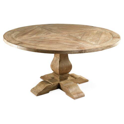 Clara Round Dining Table - Weathered Sand - Handcrafted | Dinner Table, Family Table - Beige