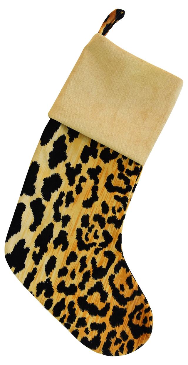Velvety Leopard Christmas Stocking - Orange