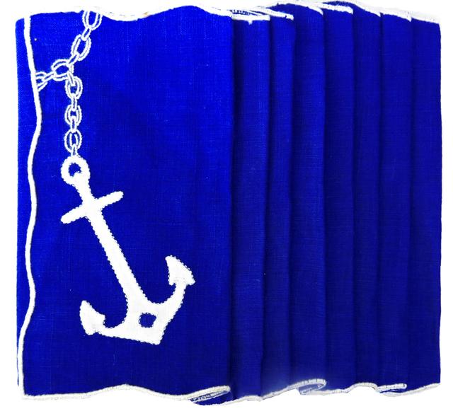 Nautical Navy Blue Cocktail Napkins - Set of 8 - Chez Vous
