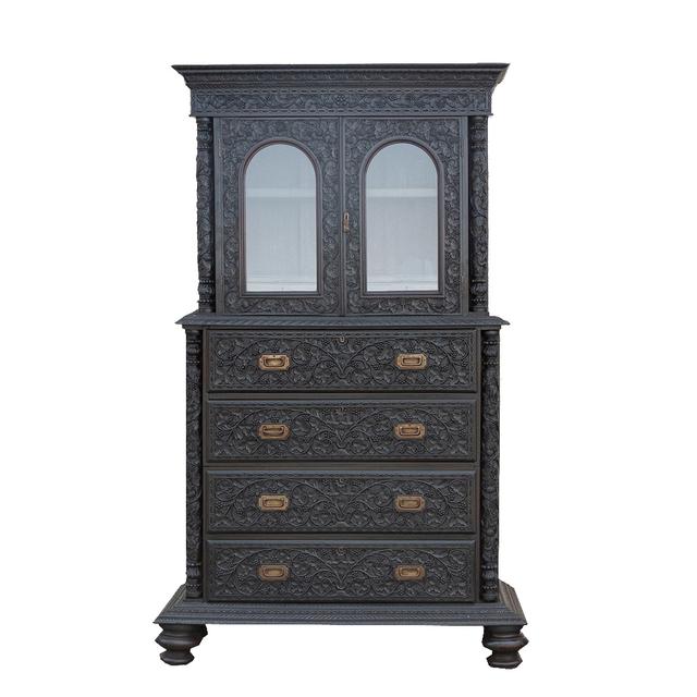 Antique Anglo-Indian Secretary Cabinet - de-cor - Black