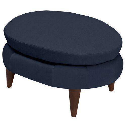 Kim Salmela - Lowell Linen Footstool - Blue