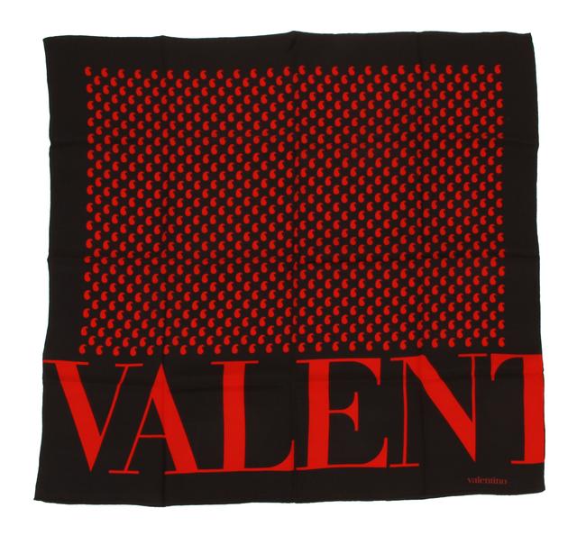 Valentino vintage red black silk scarf - Vintage Lux