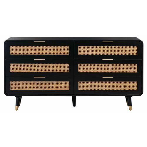 Elle Cane Dresser - Black/Brown - Handcrafted | Highboy, Bureau - Offers Storage, Organization