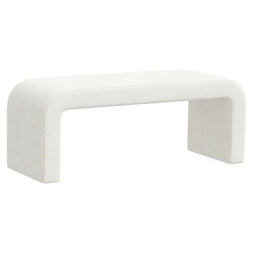 Celia Waterfall Boucle Bench - White | Couch, Sofa, Settee - Made in The USA