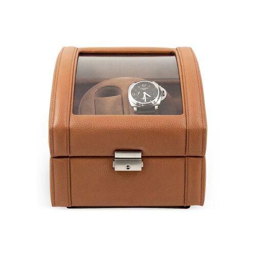 Leather Double Watch Winder - Tan - Orange