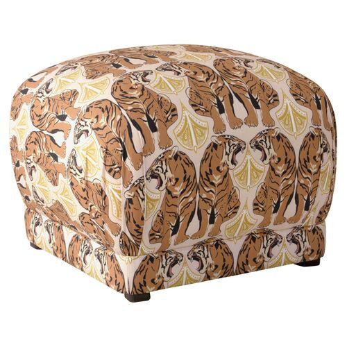 Benton Ottoman - Blush Tiger - Cloth & Company - Handcrafted - Pink | Footstool, Footrest, Low Seat - Ideal Storage, Decor, Furn