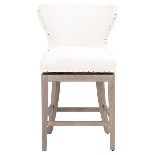 Milly Swivel Wingback Counter Stool - Pearl Performance | Bar Stool, Kitchen Stool - White