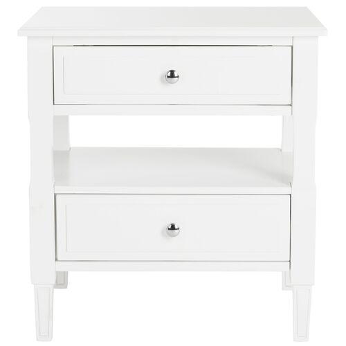 Lovisa Nightstand | Night Table, Bedside Shelf - White, Offers Convenience, Storage, Organization