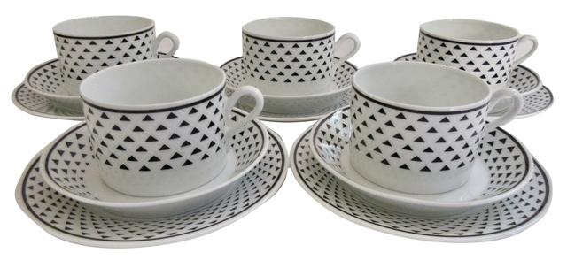 Ginori Diadema Art Deco Dessert Set - The Emporium Ltd. - Black