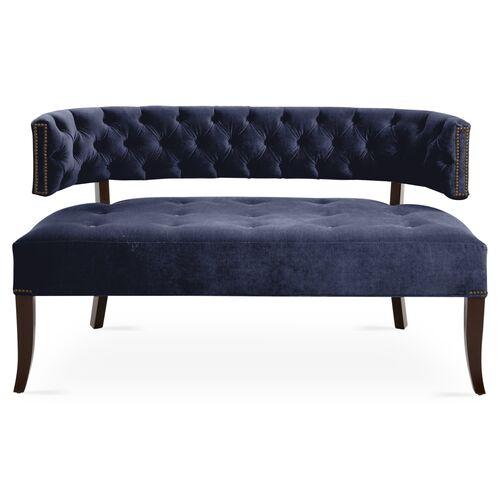 Babette Settee - Midnight Velvet - Haute House Home - Blue