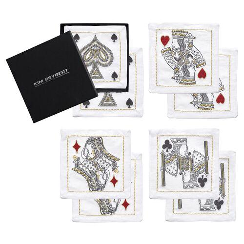 Set of 8 House of Cards Cocktail Napkins - White - Kim Seybert
