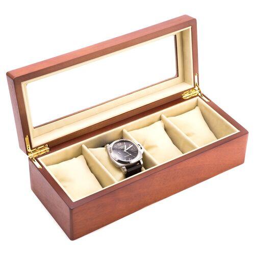 Wooden Window Watch Case - Brown - Ivory