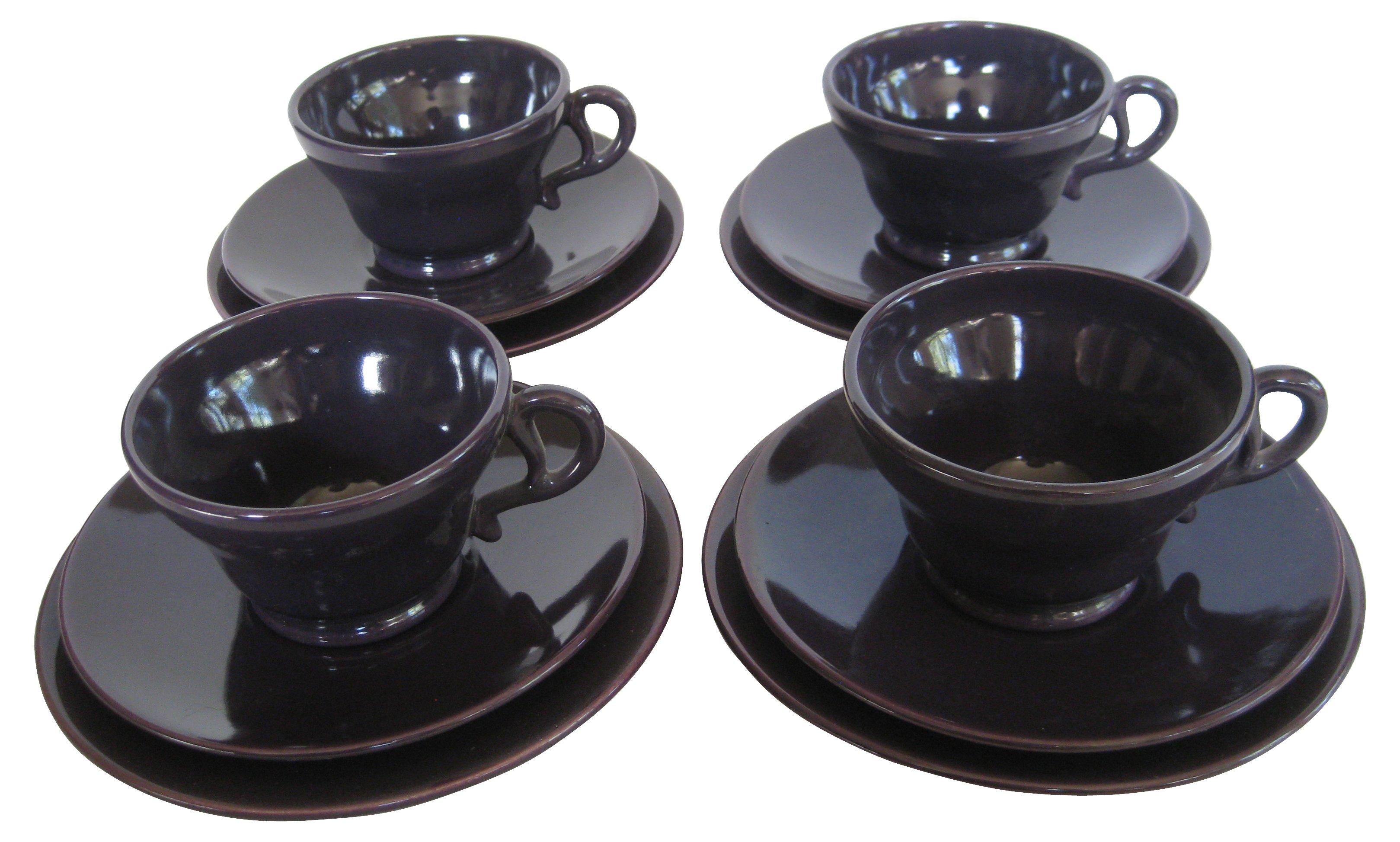 1940s California Pottery Service for 4 - The Emporium Ltd. - Black