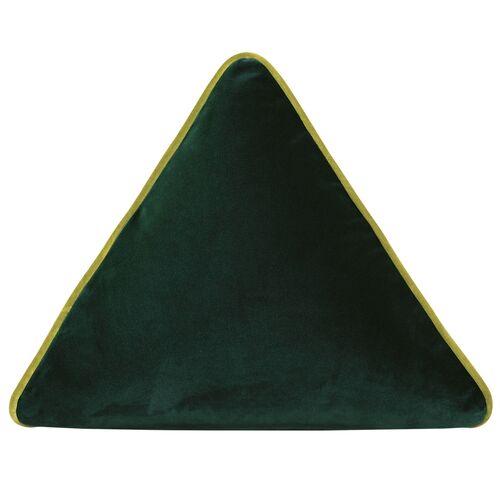 Nova 16x16 Pyramid Velvet Pillow | Cushion, Bolster - Green - Invisible Zipper, Insert Included