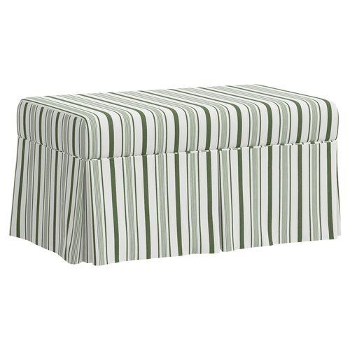 Hayworth Storage Bench - Luli Stripe - Green | Couch, Sofa, Settee, Storage Space
