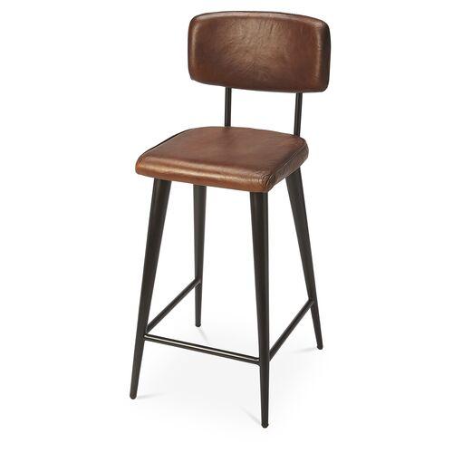 Clark Counter Stool - Brown Leather | Bar Stool, Kitchen Stool