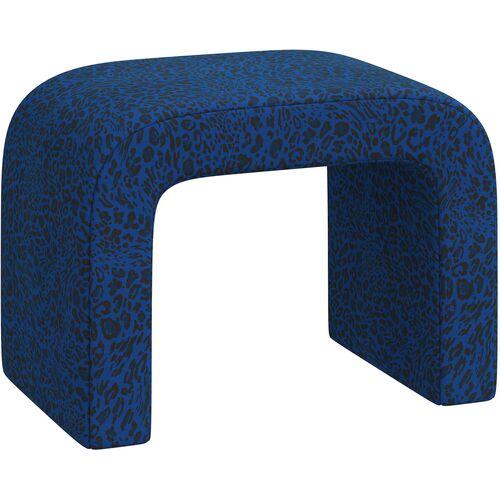 Celia Waterfall Pounce Ottoman - Blue | Footstool, Footrest, Low Seat - Ideal Storage, Decor, Furniture