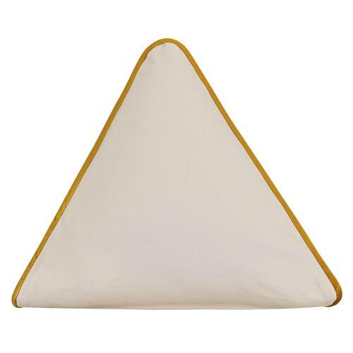 Nova 16x16 Pyramid Velvet Pillow | Cushion, Bolster - Ivory - Invisible Zipper, Insert Included
