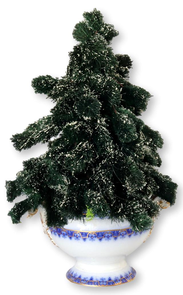 Holiday Tree in Antique English Tureen - Rose Victoria - Blue