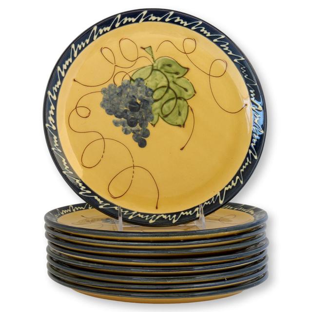 French Grapevine Dinner Plates - Set of 9 - New England Mercantile - Yellow