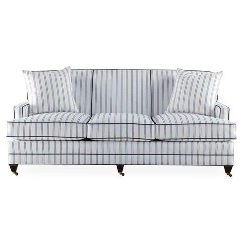 Maxfield Sofa - Navy/Ivory Sunbrella - Joe Ruggiero | Couch, Settee - Ivory - Comfortable, Durable
