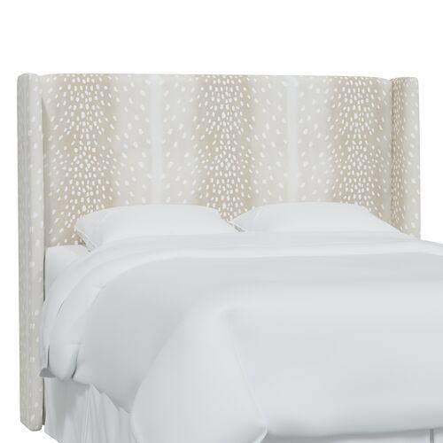 Kelly Wingback Headboard - Fawn Stripe - Beige | Bedhead, Bed Back - Comfortable, Supportive - Exclusive