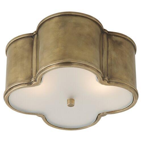 Visual Comfort - Basil Metal Flush Mount - Gold | Ceiling Mount, Flush Fixture, Made of Brass, Hardwired, Ideal For Entryway, Ha