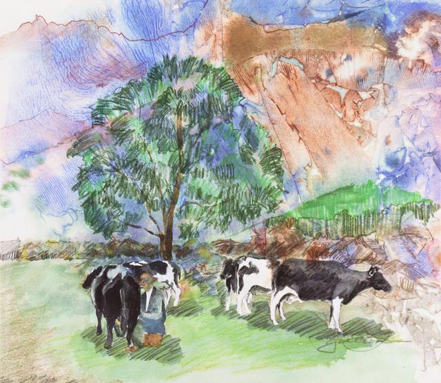 Swiss Landscape by Gail Carlson - McNaught Fine Art - Green