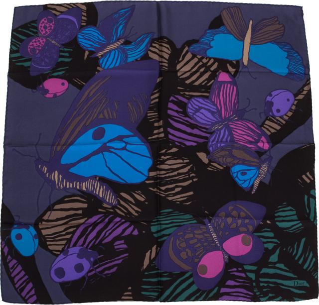 Dior brand new black - blue - purple scarf - Vintage Lux