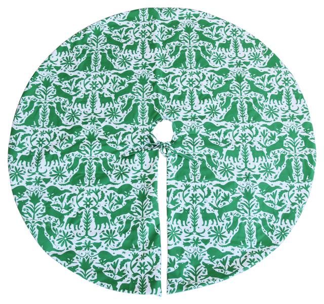 53" Otomi Dog Tree Skirt - Green