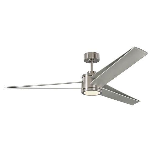 Visual Comfort - Armstrong Ceiling Fan - Brushed Steel - Silver - 6 Blades, Hand-Held Remote Control, Energy Efficient, 6 Speed 