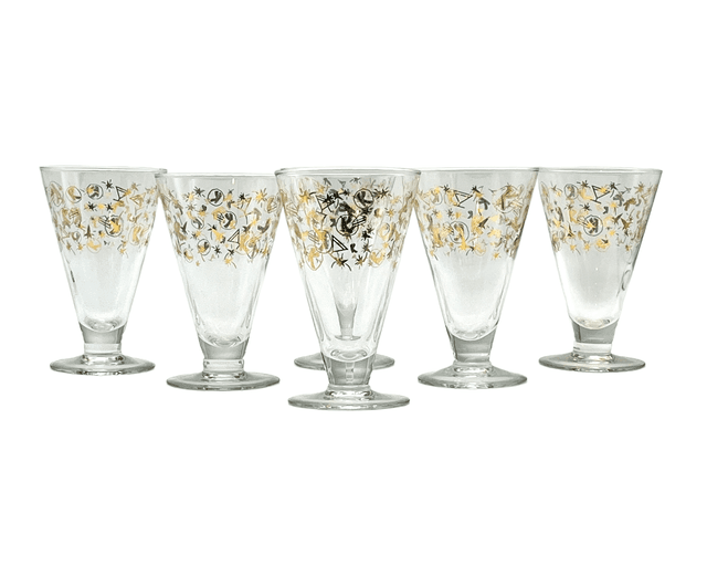 C. 1960s Gold Confetti Motif Glasses - Pilar Collection